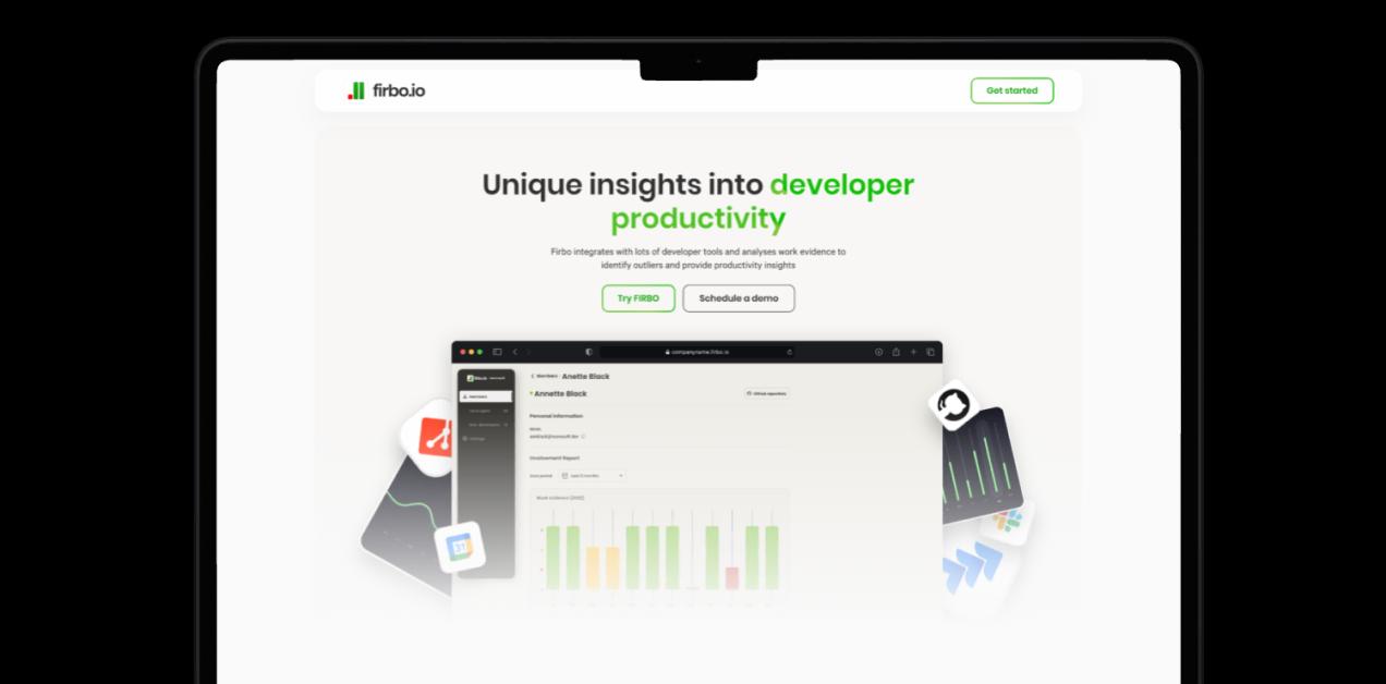 Firbo integrates with lots of developer tools and analyses work evidence to identify outliers and provide productivity insights